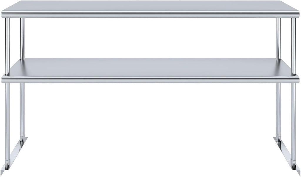 NSF Certified 18 Gauge Heavy Duty Stainless Steel Double overshelf with Brackets for Kitchens, Utility Rooms, Storage, Offices & Home