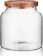 Labina Glass Storage Container Airtight Food Jars Kitchen Canister with Wood Lids, 54 Oz (1600ml) Wide Mouth Pantry Organization Glass Jar for Flour, Sugar, Cookie, Spagetti, Nuts and Candy
