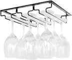 Wine Cup Holder Table Decoration Storage Hanger Metal Organizer for Bar Kitchen Stemware Rack Under Cabinet Stainless Steel Hanger Storage Shelf Black (Black, 3 Rows 1 Pack)