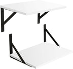 DINZI LVJ Deep Floating Shelves, 16 W x 12" D Wall Shelves Set of 2, Wide Display Shelf Wall Mounted with Brackets, Easy-to-Install Floating Bookshelf for Living Room, Bathroom, Bedroom, White