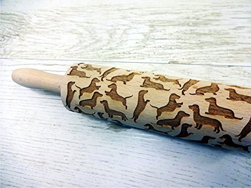 Dachshunds Pattern Embossing Rolling Pin Engraved Rolling Pin With Dogs Pattern