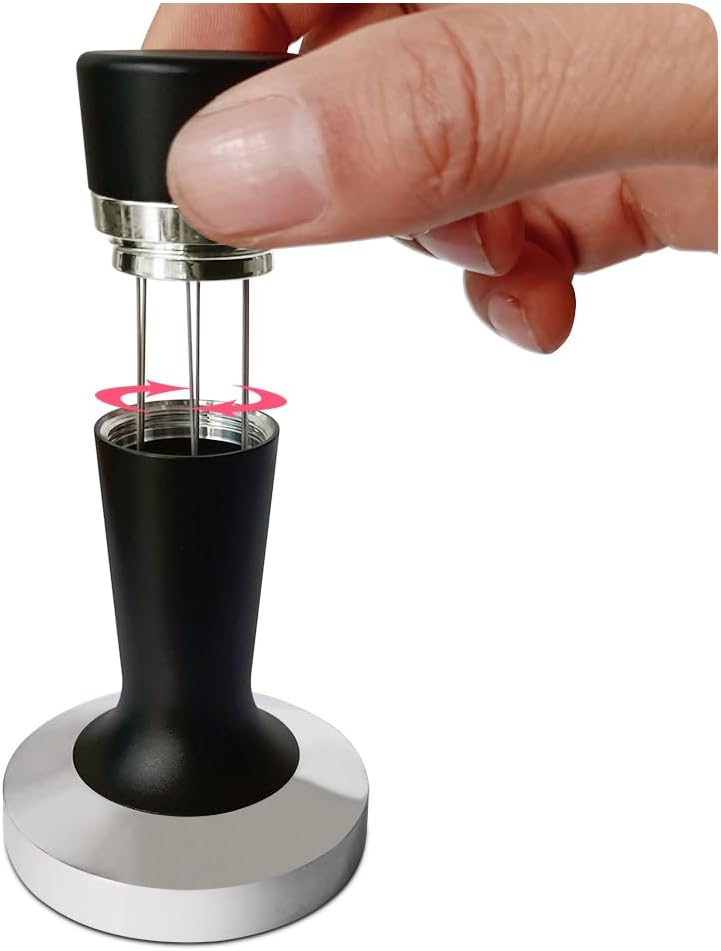 51mm 2 in 1 Coffee Tamper Espresso Hand Tamper 304 Stainless Steel Espresso Coffee Tamper with WDT Tool and Mat (51mm 2 in 1)