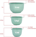 GLAD Mixing Bowls with Pour Spout, Set of 3 | Nesting Design Saves Space | Non-Slip, BPA Free, Dishwasher Safe Plastic | Kitchen Cooking and Baking Supplies, Sage Green