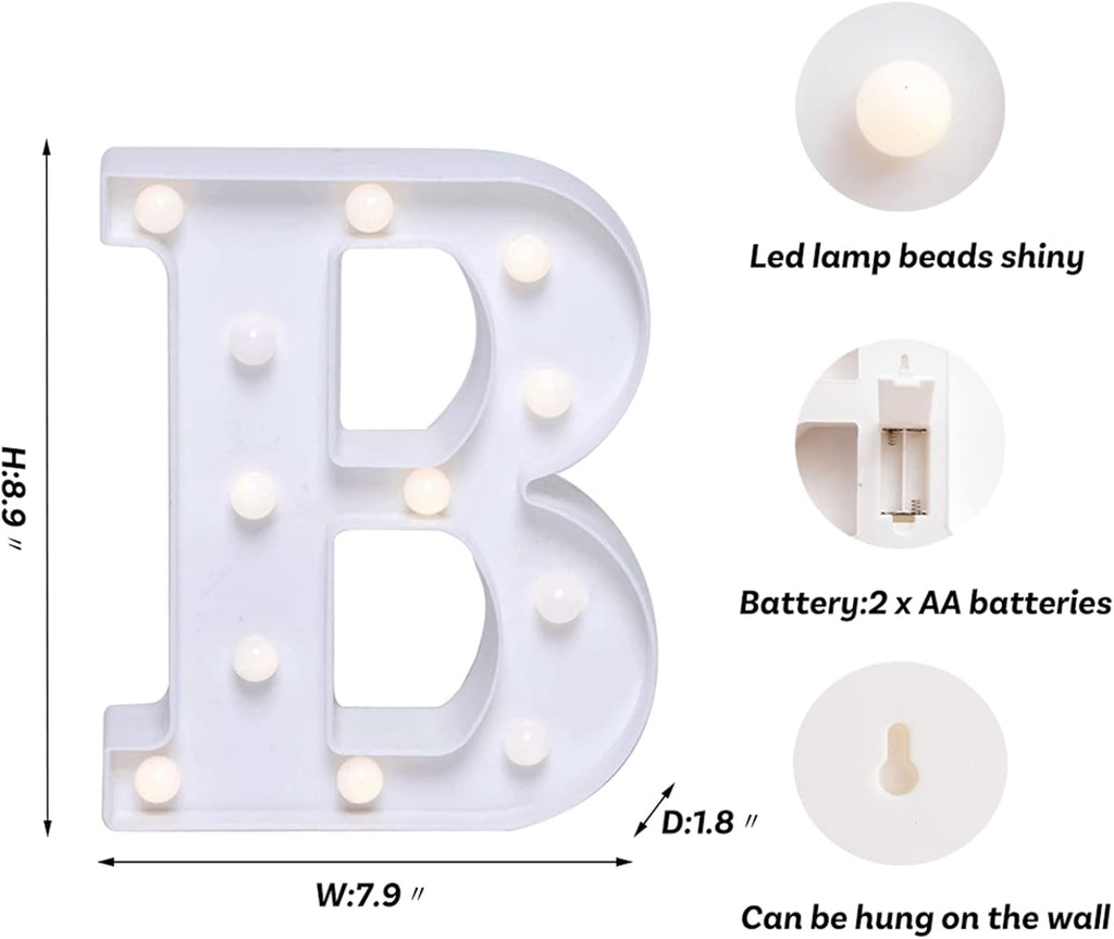 Foaky LED Letter Lights Sign Marquee Light Up Letters Sign for Night Light Wedding/Birthday Party Battery Powered Christmas Lamp Home Bar Decoration(B)