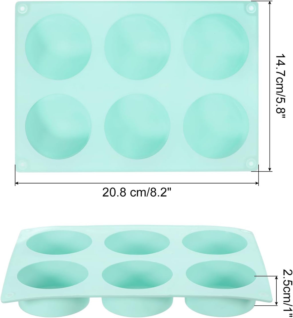 uxcell 4pcs Silicone Muffins Pan, 6 Cup Silicone Cupcake Pan Nonstick Baking Tray for Muffins, Cupcakes, Dishwasher Safe, Green