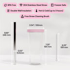 Dodoko Reusable Boba Cup and Straw Boba Tea Cup Bubble Tea Cup Reusable Iced Coffee Cup Cold Coffee Cup Smoothie Cup with Lid and Straw Smoothie Cup to go Smoothie Tumbler 17 oz - Bubble Pink