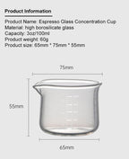 Espresso Cups, 100ML/3OZ Espresso Cups, Espresso Shot Glasses with V-Shaped Mouth, Clear Accessories, Milk Frothing Pitcher (1pcs)
