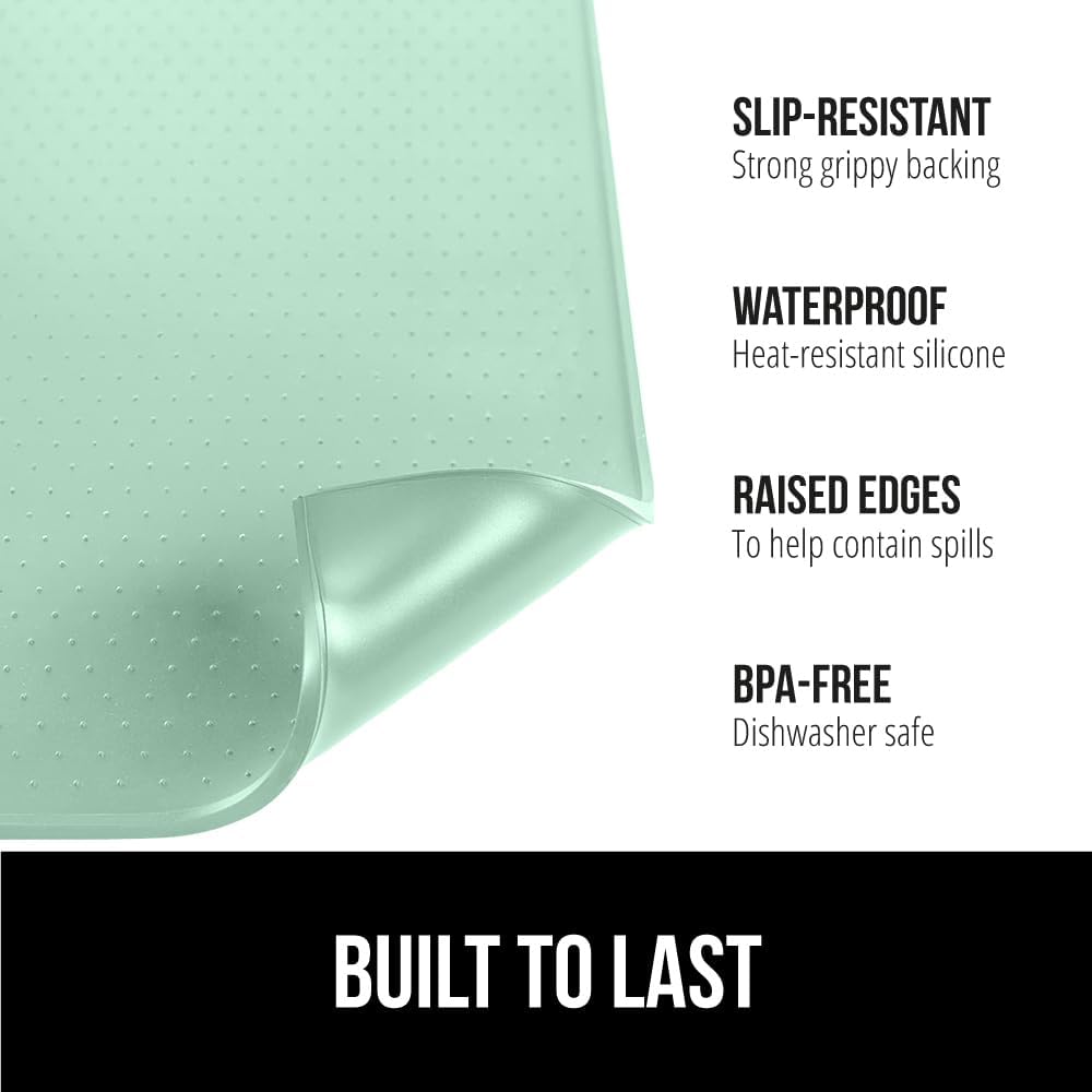 GORILLA GRIP Silicone Coffee Mat, Espresso Drink Bar Station Accessories, Waterproof Heat-Resistant Dish Drying Mats, Stay in Place on Kitchen Counter, Home Kitchen Decor Essentials, 11.5x18.5, Mint