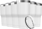 30oz Stainless Steel Travel Mug with Lid, 6 Pack Double Wall Vacuum Insulated Bulk Tumbler, Powder Coated Coffee Cup Suitable for Vehicle Cup Holders(White)