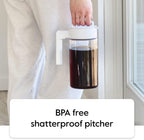 Takeya Tritan Cold Brew Coffee Maker - Airtight Pitcher with Leak-Free Lid - BPA-Free Cold Brew Maker with Silicone Handle - Dishwasher-Safe Pitcher for Homemade Cold Brew - 1 Quart, Stone