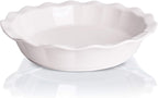 Bosmarlin Ceramic Pie Pan, 9 Inches Pie Dish, 50 Oz, Pie Plate for Baking, Microwave, Oven Safe and Dishwasher safe (White, 9 inches)