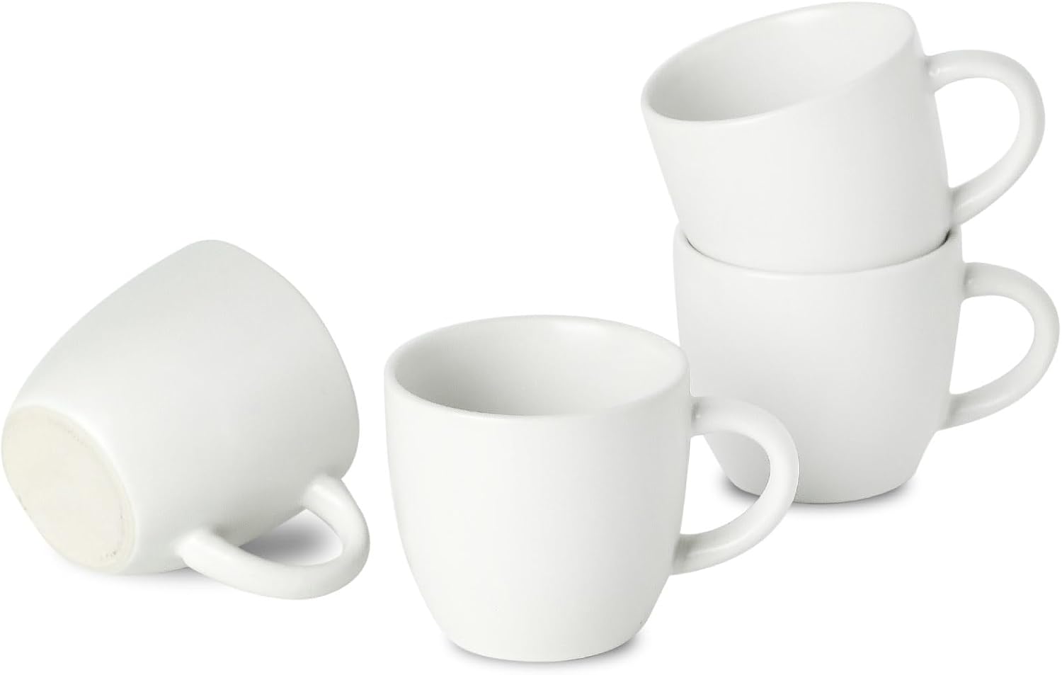Hasense Ceramic 3 OZ Espresso Cups, Porcelain Espresso Demitasse Cups Set of 4 for Double shot, Lungo and Ristretto, Tiny Italian Expresso Shot Coffee Mugs for Home and Office, White