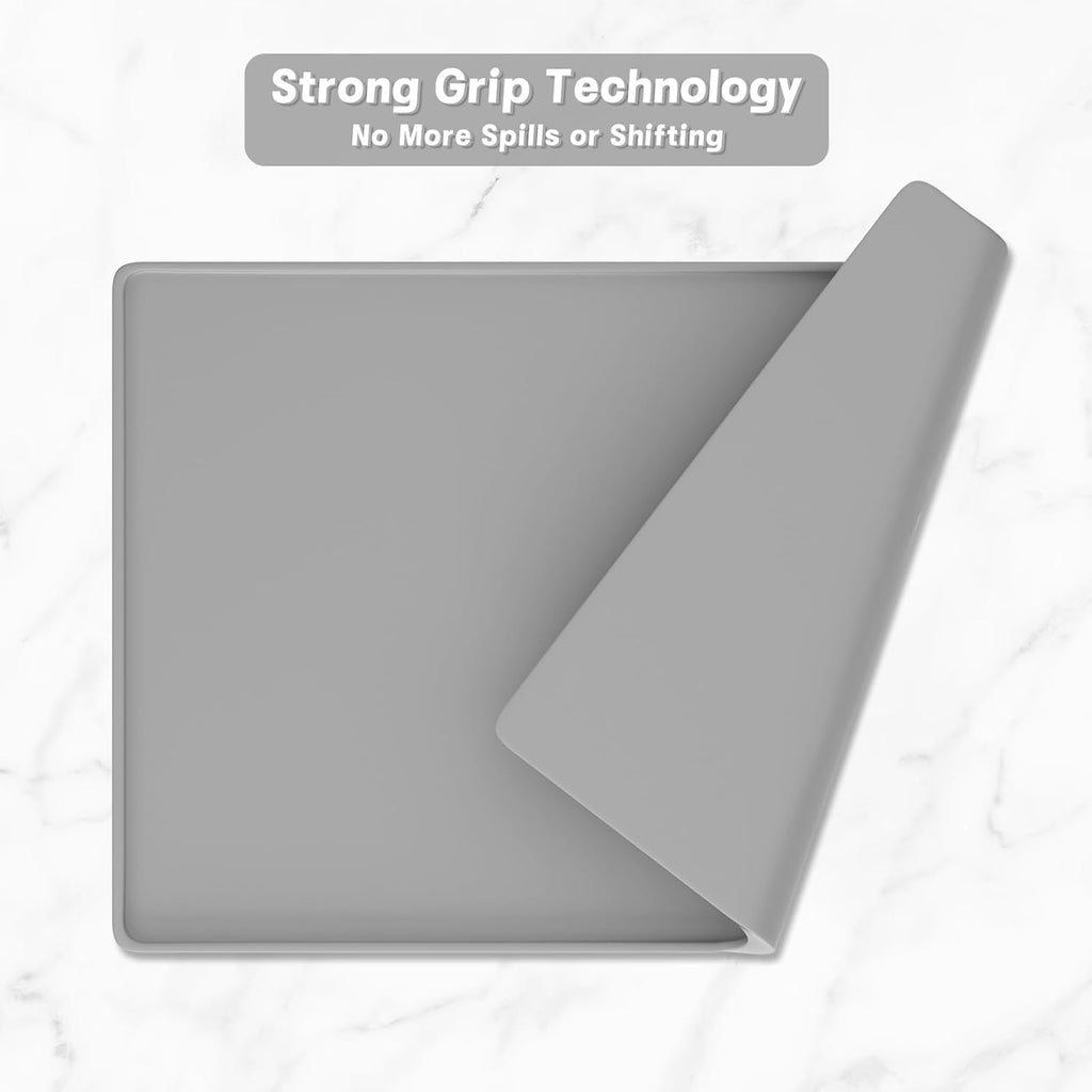 Rnivvi Silicone Coffee Mat, 16" x 24" Waterproof Raised Edge Coffee Bar Mats for Espresso Machine Station Accessories, Heat Resistant Dish Drying Pad for Kitchen Counter, Rubber Bar Decor Pad, Gray