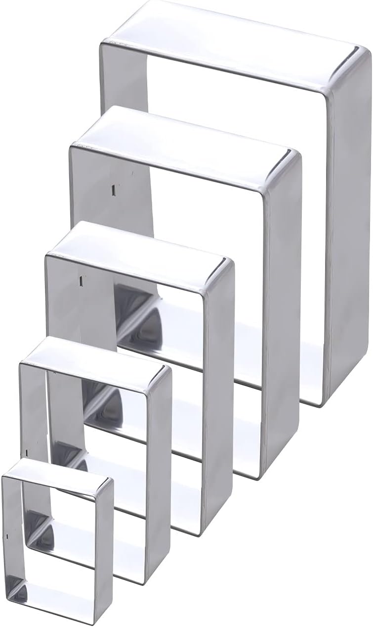5Pcs Rectangle Cookie Cutter Set, Stainless Steel Biscuit Baking Molds Fondant Cake Cookie Cutter Rectangle Shaped Cutter