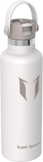 Super Sparrow Insulated Water Bottle - 17 Oz / 25 Oz / 32 Oz - Standard Mouth FlipFlow Flask - BPA Free, Leak Proof Drink Bottle- Ergonomic Straw Water Bottles for Work, Gym, Travel, Sports