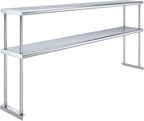 NSF Certified 18 Gauge Heavy Duty Stainless Steel Double overshelf with Brackets for Kitchens, Utility Rooms, Storage, Offices & Home