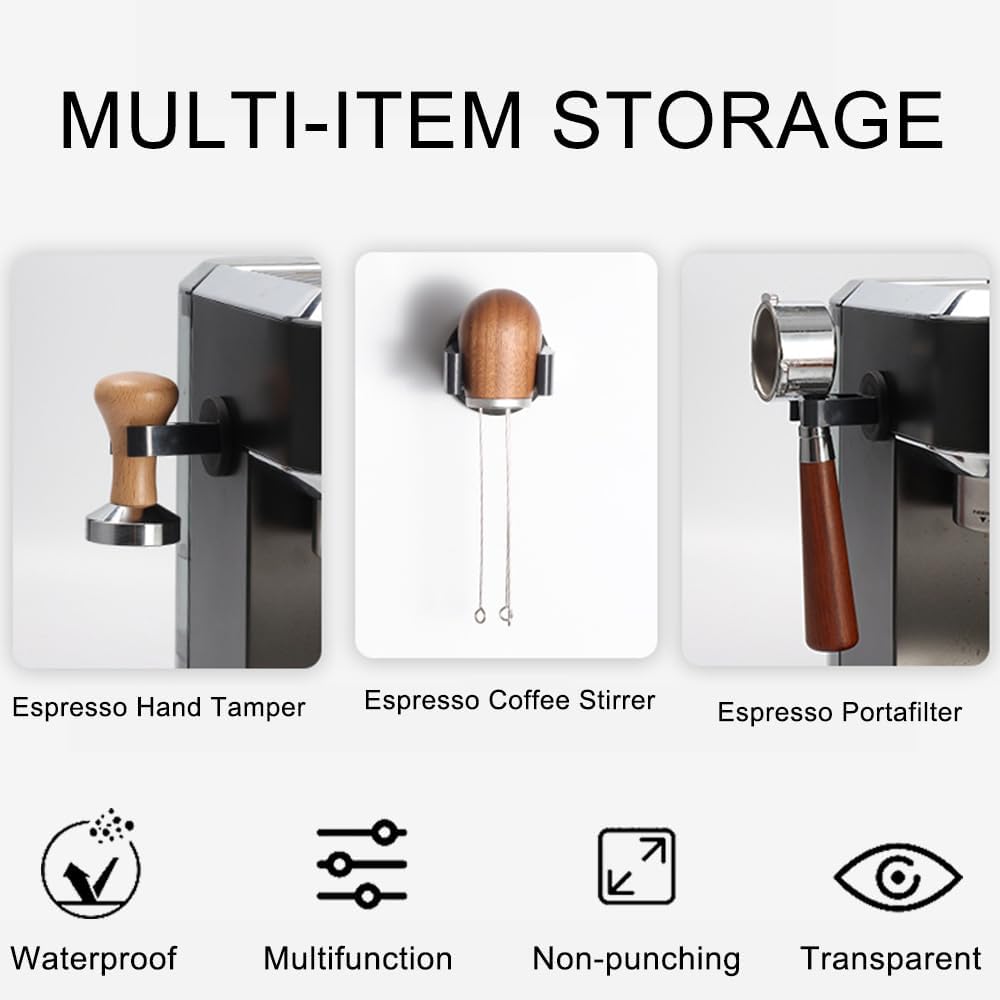 Wall Mounted Magnetic Hand Tamper Holder,Portafilter Organizer Fit for Storage 51, 54, 58MM Espresso Tamper,Portafilter,Espresso Coffee Stirrer,1Pieces
