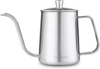 Easyworkz Gage Gooseneck Pour Over Coffee Kettle 20 oz Stainless Steel Hand Drip Long Narrow Spout, Silver