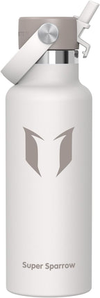 Super Sparrow Insulated Water Bottle - 17 Oz / 25 Oz / 32 Oz - Standard Mouth FlipFlow Flask - BPA Free, Leak Proof Drink Bottle- Ergonomic Straw Water Bottles for Work, Gym, Travel, Sports