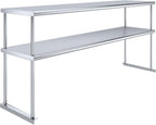NSF Certified 18 Gauge Heavy Duty Stainless Steel Double overshelf with Brackets for Kitchens, Utility Rooms, Storage, Offices & Home