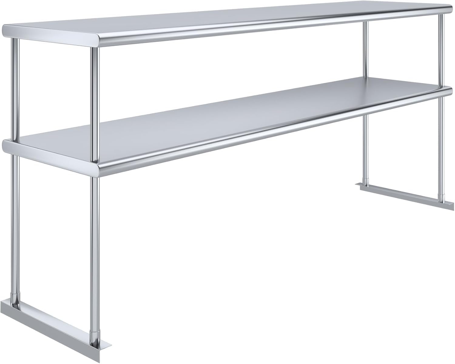 NSF Certified 18 Gauge Heavy Duty Stainless Steel Double overshelf with Brackets for Kitchens, Utility Rooms, Storage, Offices & Home