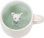 Mouse Ceramic Cup Hidden 3D Animal Inside Mug,12 oz Cute Cartoon Handmade Figurine Mugs,Christmas Birthday Surprise for Friends Family or Kids (Mouse)