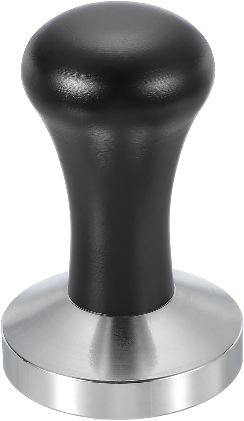uxcell 58mm Coffee Tamper, Stainless Steel Espresso Press Tamper, Espresso Tamper with Wooden Handle Suitable for Coffee Shop, Restaurant Bar, Bakery (Black)