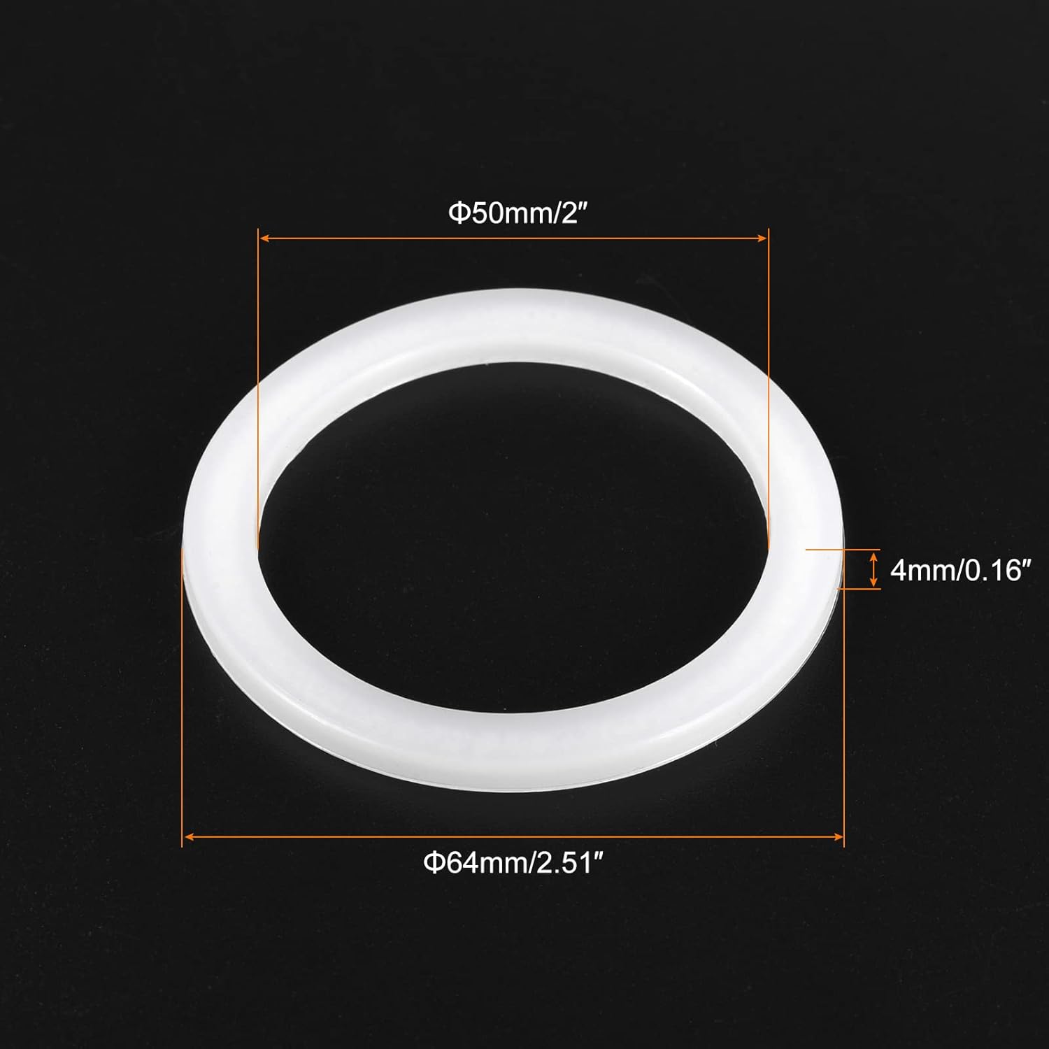 MECCANIXITY Gasket Seal Coffee Maker White Silicone Ring Replacement 50x64x4mm for 4-Cup Aluminium Coffee Pot, Pack of 5