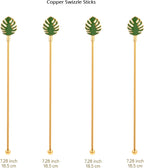 Palm leaf Drink Stirrer Sticks Stainless Steel Coffee Beverage Stirrers，Set of 4 Cocktail Swizzle Stick,7.5", Multicolor