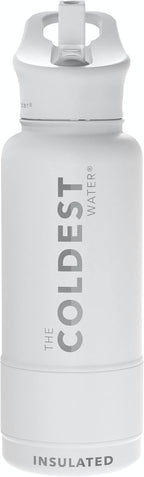 Coldest Insulated Water Bottle with Straw Lid - Stainless Steel Metal Insulated Bottle for Men & Women (Epic White, 32 oz)