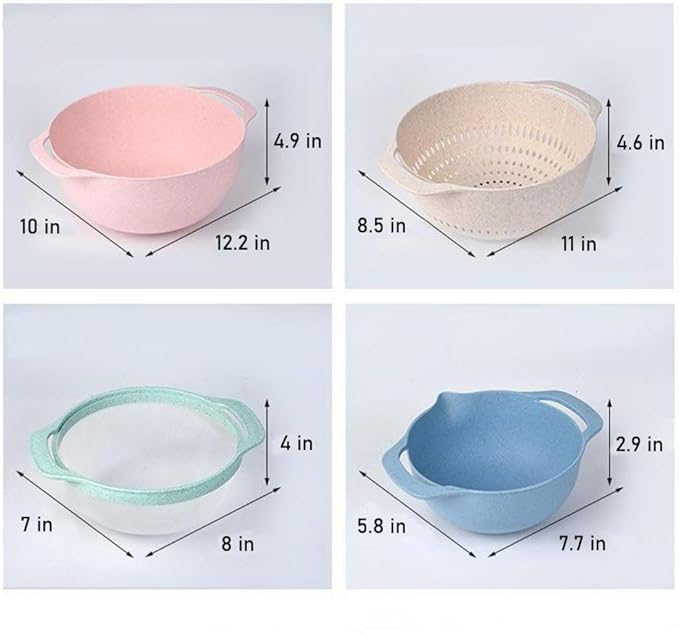 Plastic Mixing Bowls Set 8/10 PCS with Measuring Spoon, Colorful Serving Bowls for Kitchen, Ideal for Baking, Prepping, Nesting Bowls for Space Saving Storage (Soft Breeze)