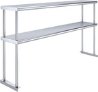 NSF Certified 18 Gauge Heavy Duty Stainless Steel Double overshelf with Brackets for Kitchens, Utility Rooms, Storage, Offices & Home