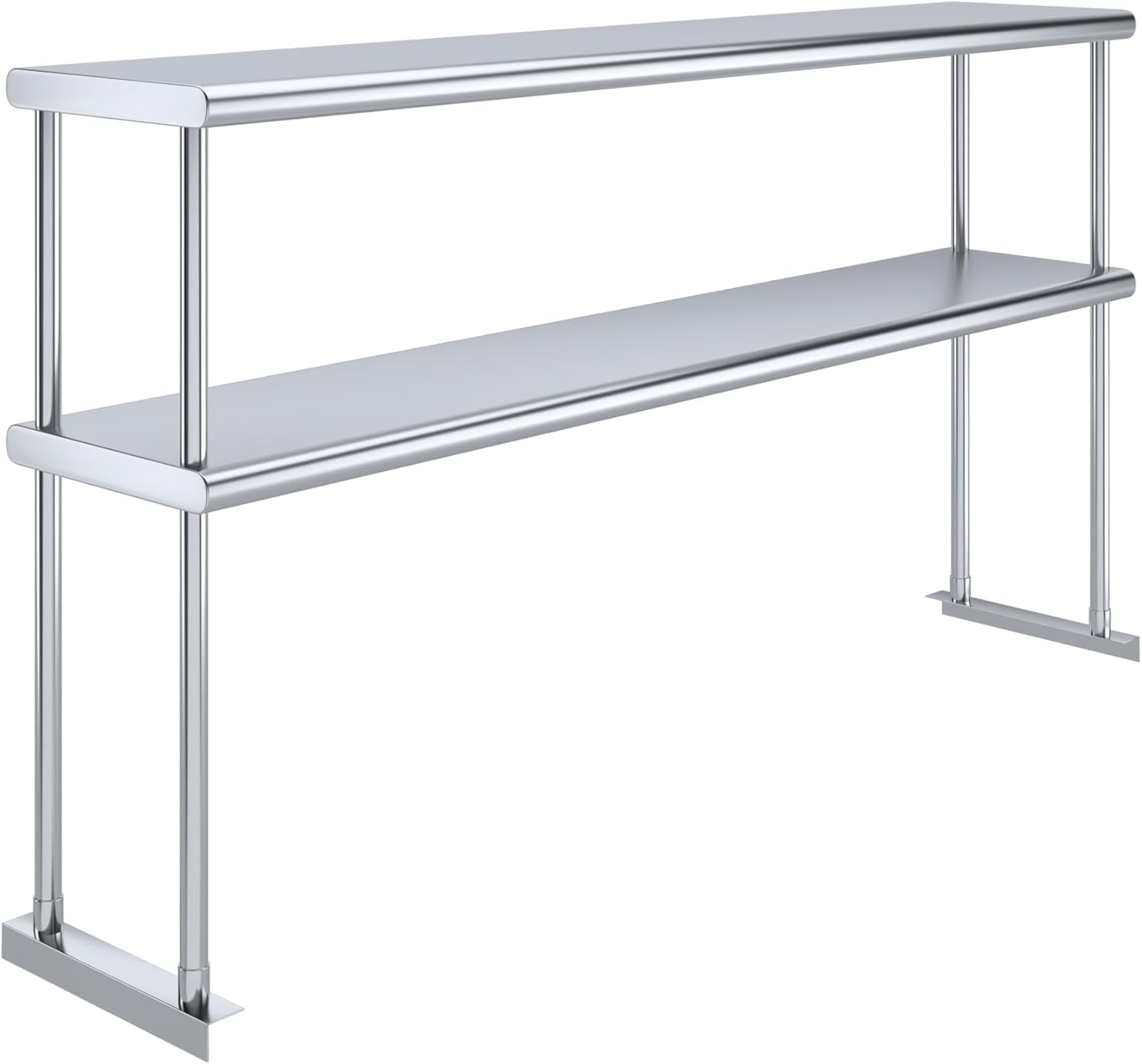 NSF Certified 18 Gauge Heavy Duty Stainless Steel Double overshelf with Brackets for Kitchens, Utility Rooms, Storage, Offices & Home