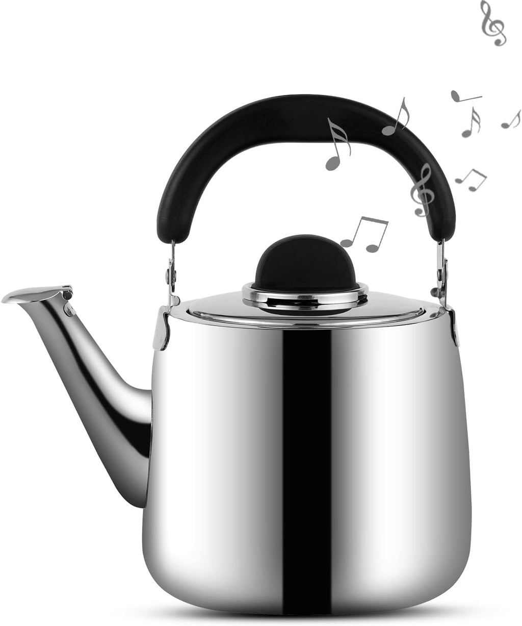 Tea Kettle,Whistling Tea kettle for Stove Top,3 QT Stainless Steel Teapot,Induction Tea Kettle Pot for Stovetop (2.85 L,Silver)