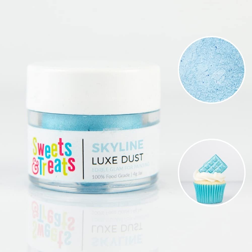 Luster Dust Edible Cake Decorations, Light Blue Edible Dust for Cake Edible Luster Dust for Cupcake Decorations, Cake Drip, Light Blue Edible Paint for Cakes, Edible Shimmer Dust for Drinks