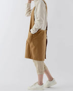 Soft Cotton Linen Apron for Women - Non-tie Cross Back Apron with Pockets, Great for Florist and Kitchen
