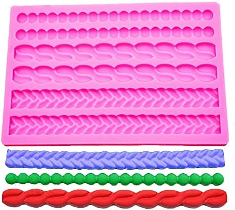 3D Pearl Knit Rope Silicone Mold Fondant Mould Cake Border Decorating Molds Gumpaste Kitchen DIY Baking Decorating Cake Tools Hot