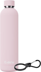 Slim Insulated Water Bottles for Travel 32oz with Clip, Double Wall Vacuum Stainless Steel Water Bottle Keeps Drinks Cold 24 Hrs/Hot 12 Hrs, 100% Leakproof, BPA Free(Pink)