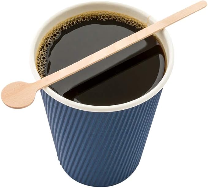 Restaurantware 6 Inch Coffee Stirrers 100 Disposable Coffee Stirring Sticks - Unique Round Flat Top Design For Hot And Cold Drinks Wood Stir Sticks For Coffees and Cocktails