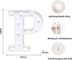 Foaky LED Letter Lights Sign Marquee Light Up Letters Sign for Night Light Wedding/Birthday Party Battery Powered Christmas Lamp Home Bar Decoration(P)