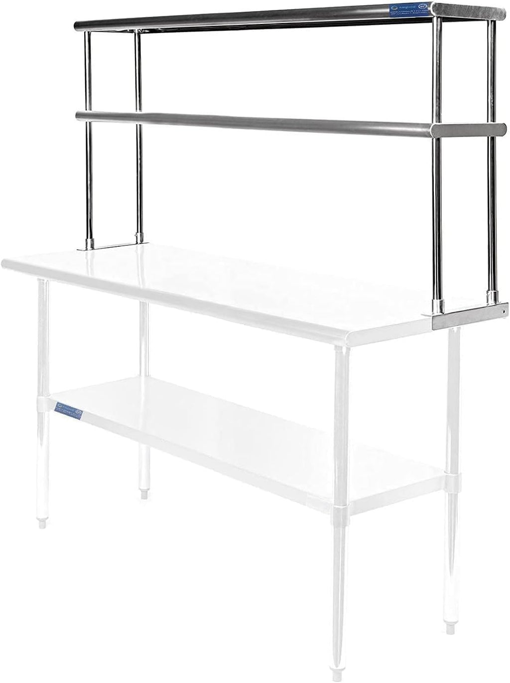 NSF Certified 18 Gauge Heavy Duty Stainless Steel Double overshelf with Brackets for Kitchens, Utility Rooms, Storage, Offices & Home
