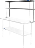 NSF Certified 18 Gauge Heavy Duty Stainless Steel Double overshelf with Brackets for Kitchens, Utility Rooms, Storage, Offices & Home