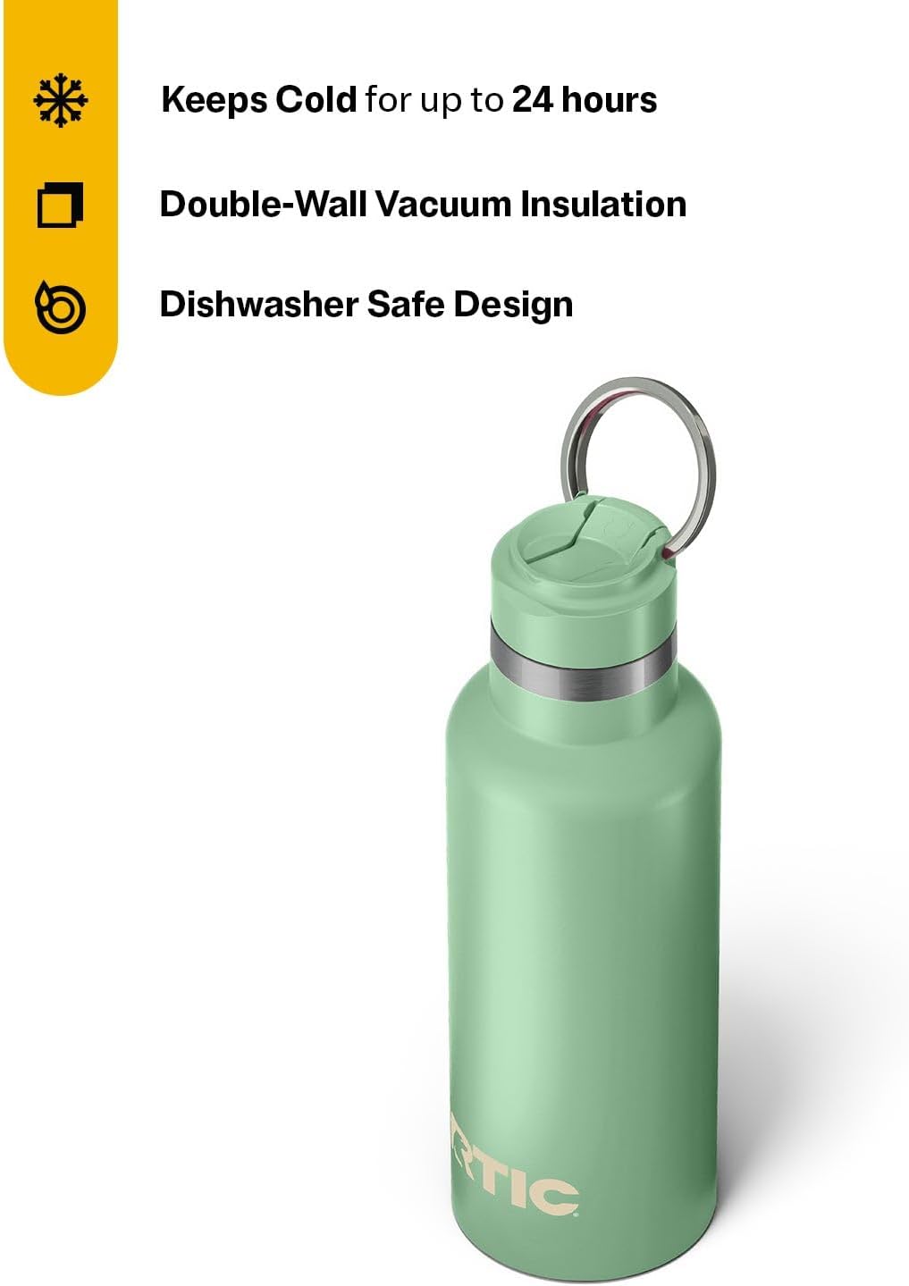 RTIC 16oz Journey Bottle Metal Stainless Steel Vacuum Insulated, BPA Free, Reusable, for Water, Hot and Cold Drinks, Travel, Sports, Camping, Sage