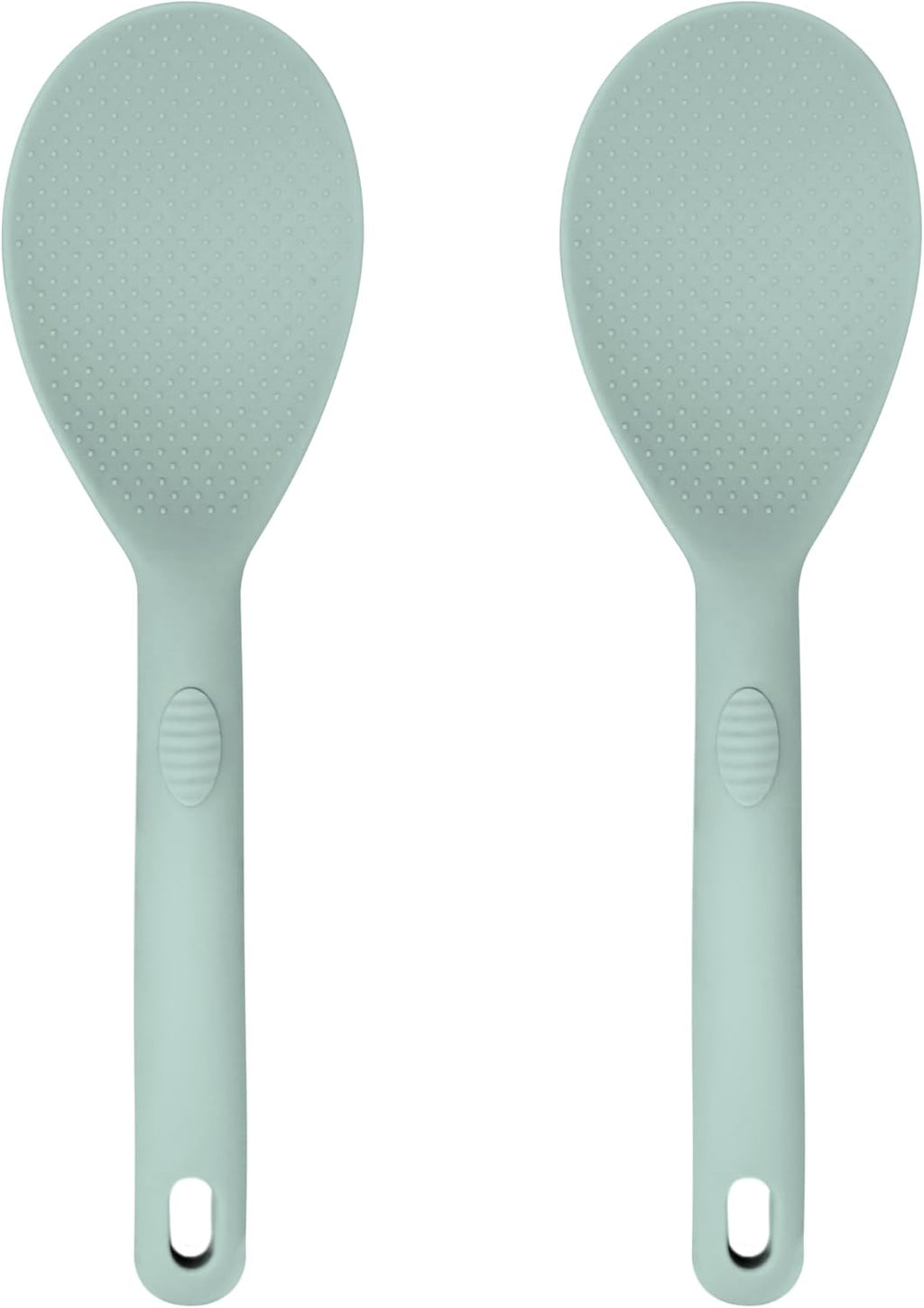 Silicone Rice Paddle Set – 2-Piece Set of Spoon Spatulas for Non-Stick Cookware – Kitchen Tools and Accessories with Comfortable Handles, Heat-Resistant Utensils for Cooking and Baking – Pastel Green