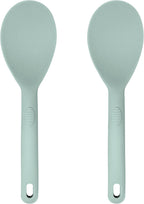 Silicone Rice Paddle Set – 2-Piece Set of Spoon Spatulas for Non-Stick Cookware – Kitchen Tools and Accessories with Comfortable Handles, Heat-Resistant Utensils for Cooking and Baking – Pastel Green