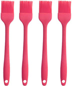 Silicone brush, Oil Brush for BBQ Kitchen Cooking Baking and Grilling (4 PCS,Rose red)