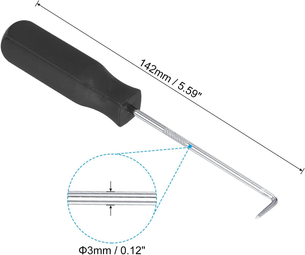 PATIKIL O-Ring 90 Degree Picks 142mm, 2 Pcs Oil Seal Gasket Precision Screwdriver Puller Remover Removal Tool, Black