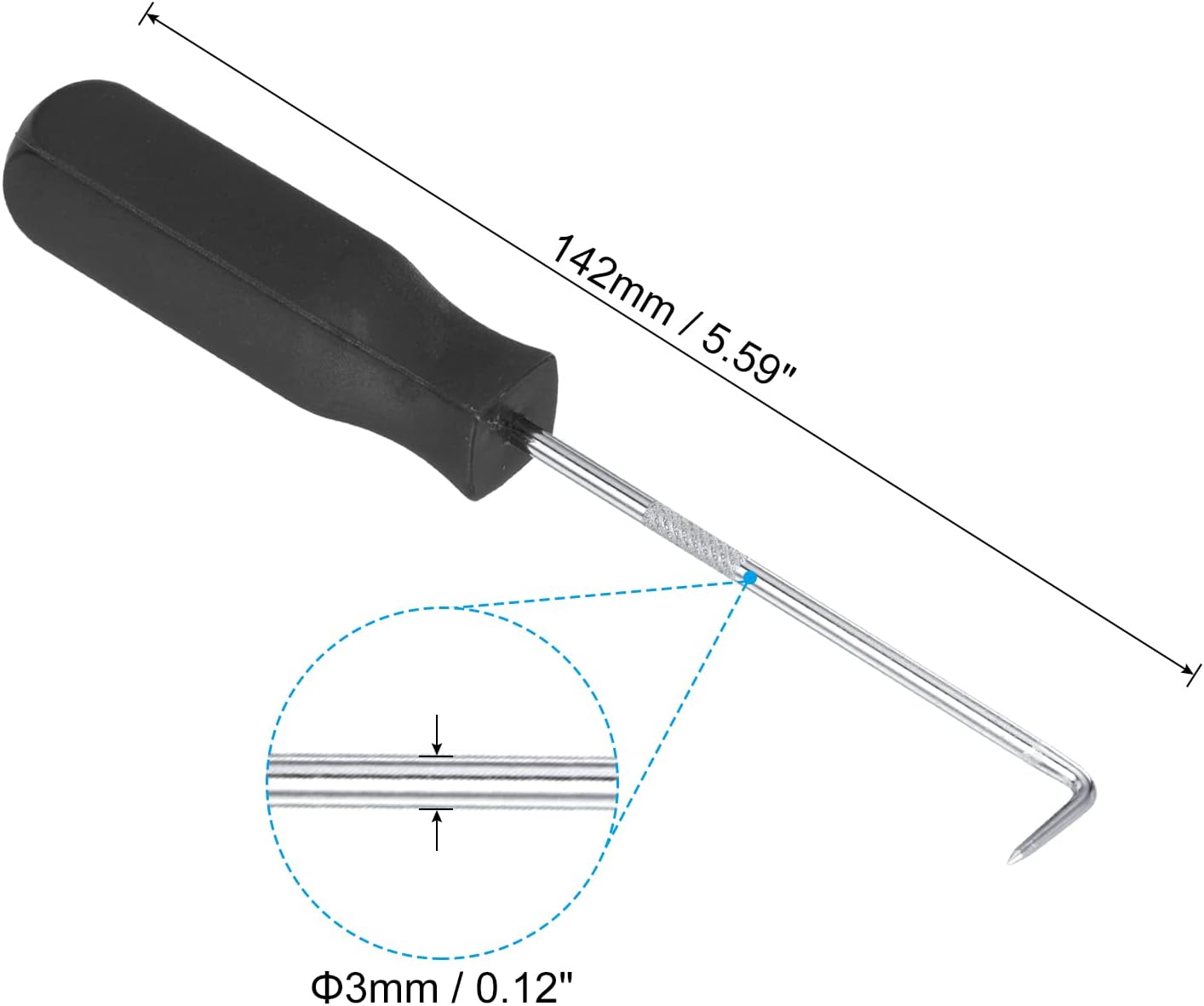 PATIKIL O-Ring 90 Degree Picks 142mm, 2 Pcs Oil Seal Gasket Precision Screwdriver Puller Remover Removal Tool, Black