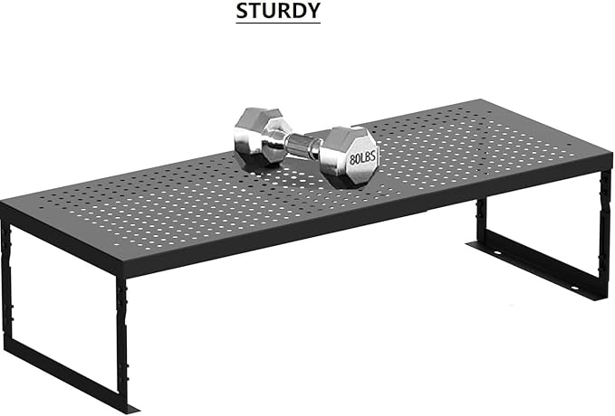 Stackable Expandable Metal Shelf Organizer - Adjustable Wire Storage Rack with Holes for Kitchen, Bathroom, Cabinet, Office - Space Saving, Durable & Sturdy Design（1PACK/Medium/Black