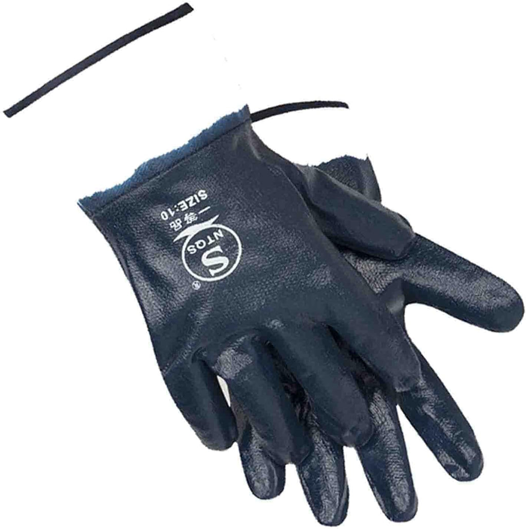 Oil Resistant Gloves, Nitrile Fubber Fully Coated Cotton Safety Work Gloves, Acid Alkali Resistant, for Men & Women Large, Blue (Pack of 12)